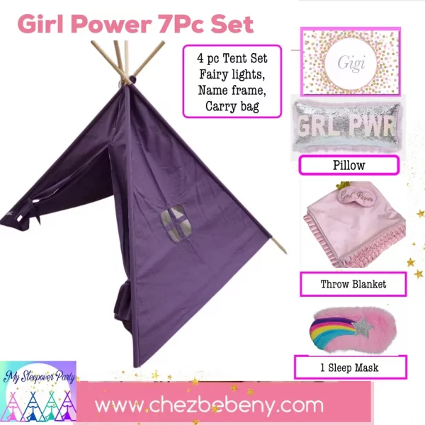 Girl Power 7 Pc Sleepover Tent Package