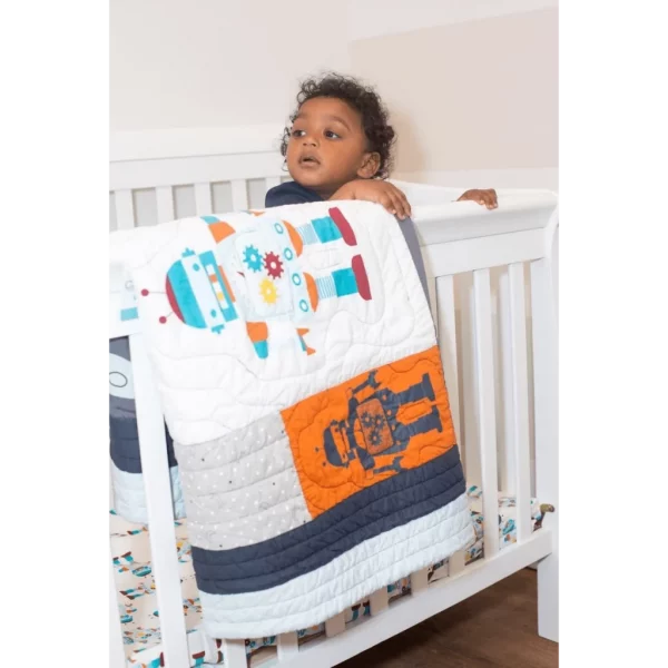 Robot Space 4Pc Crib + Toddler Quilt Set